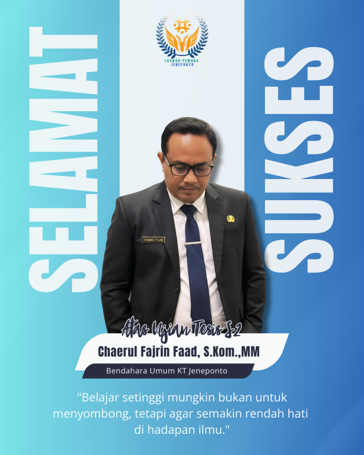 Bendahara Karang Taruna Jeneponto Raih Gelar S2,